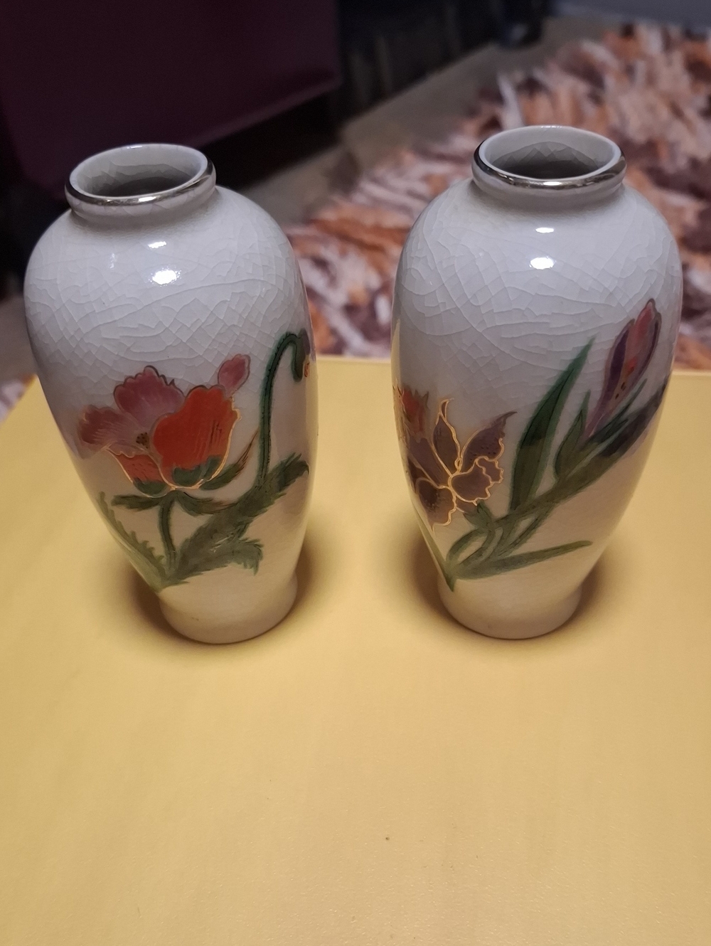 Homco White Ceramic Floral Vase Pair